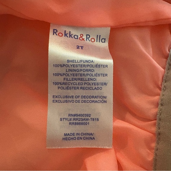 Rokka & Rolla Gray Polka Dot Kids Puffer Jacket Coat Hooded Girls 2T - Picture 8 of 9